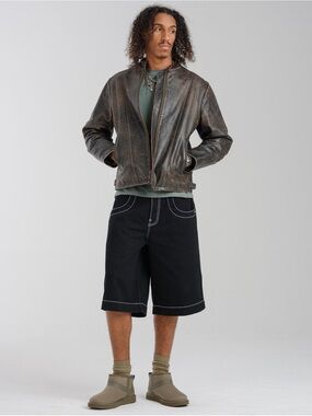 JNCO Men’s 101 Twin Cannon Black Denim Shorts Jorts